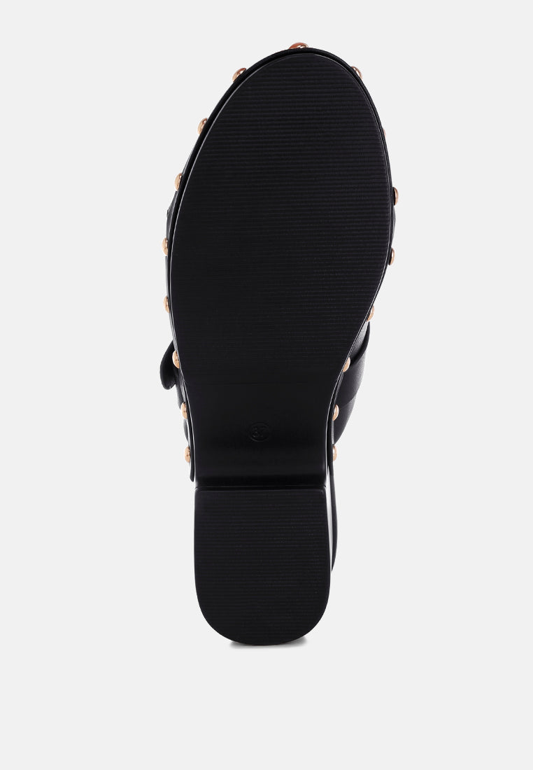 pinto studded genuine leather clogs#color_black