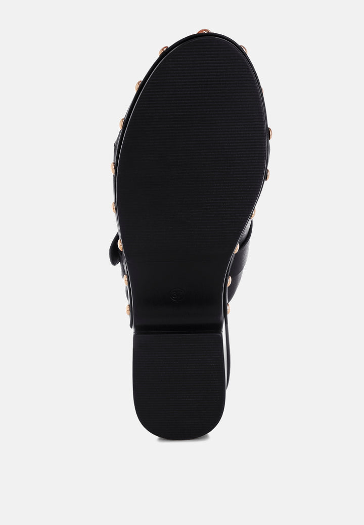 pinto studded genuine leather clogs#color_black