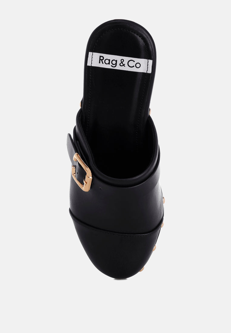 pinto studded genuine leather clogs#color_black