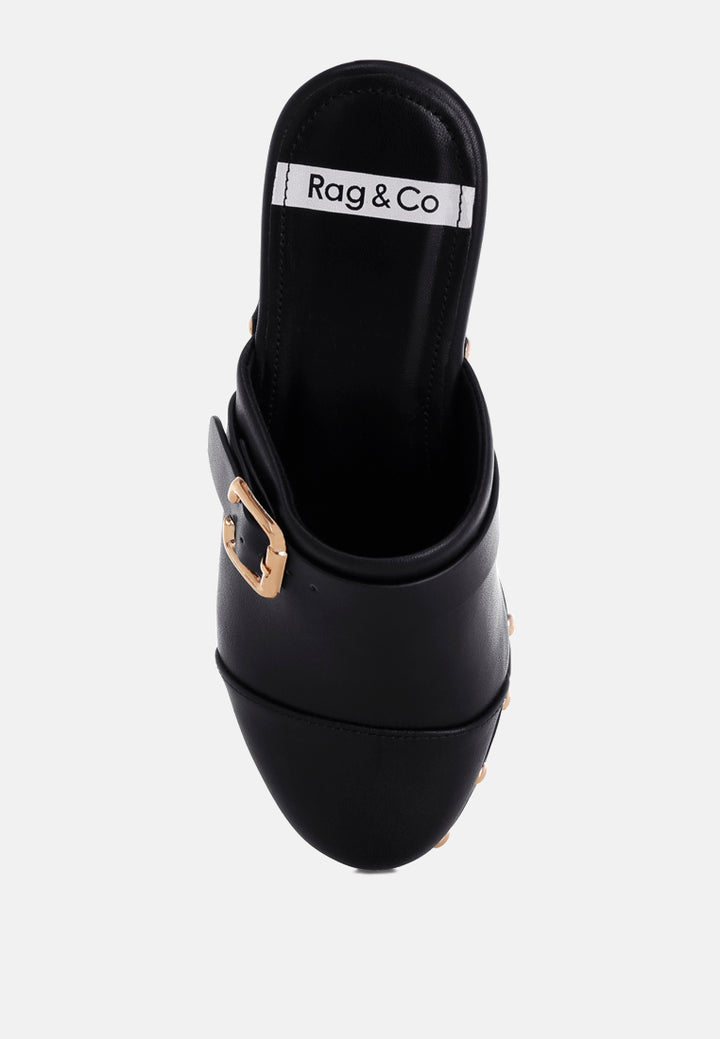 pinto studded genuine leather clogs#color_black