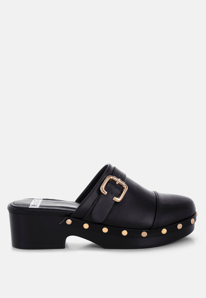 pinto studded genuine leather clogs#color_black