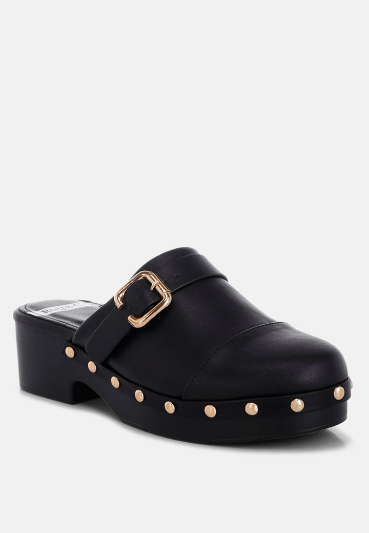 pinto studded genuine leather clogs#color_black