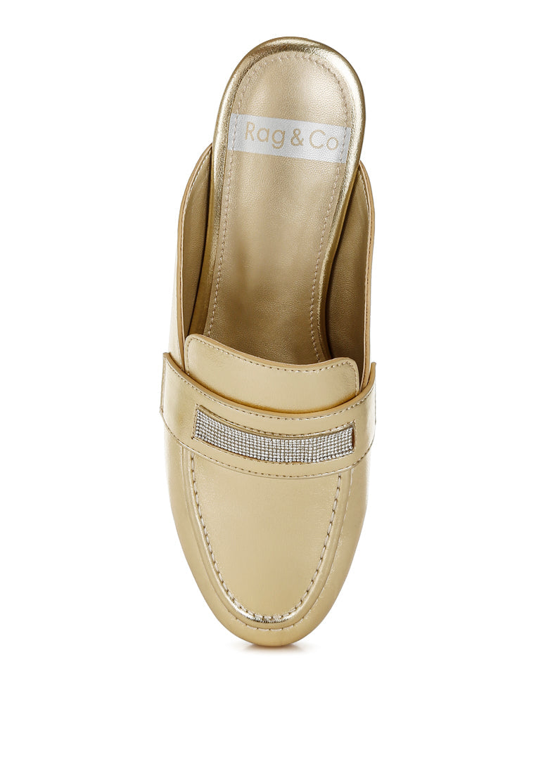 rhinestones slip on mules by ruw#color_gold