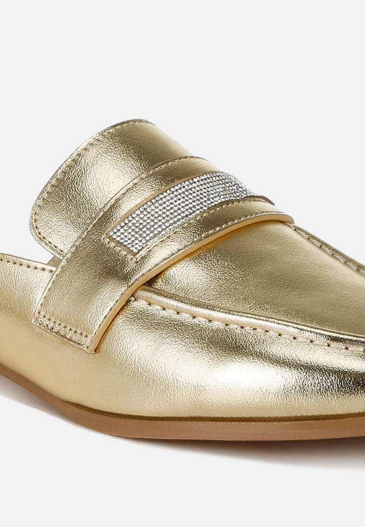 rhinestones slip on mules by ruw#color_gold
