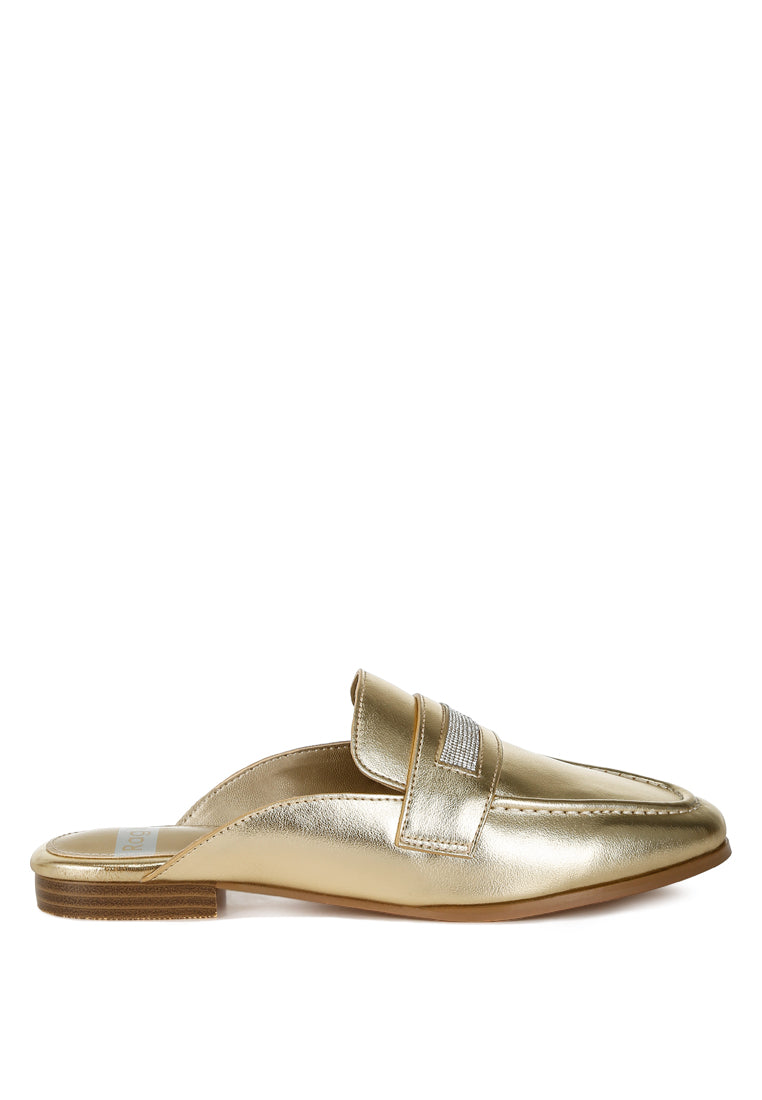 rhinestones slip on mules by ruw#color_gold