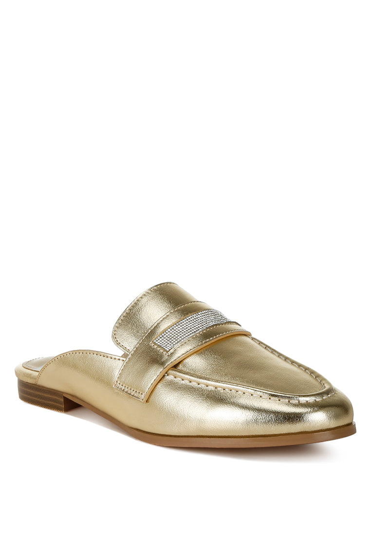 rhinestones slip on mules by ruw#color_gold