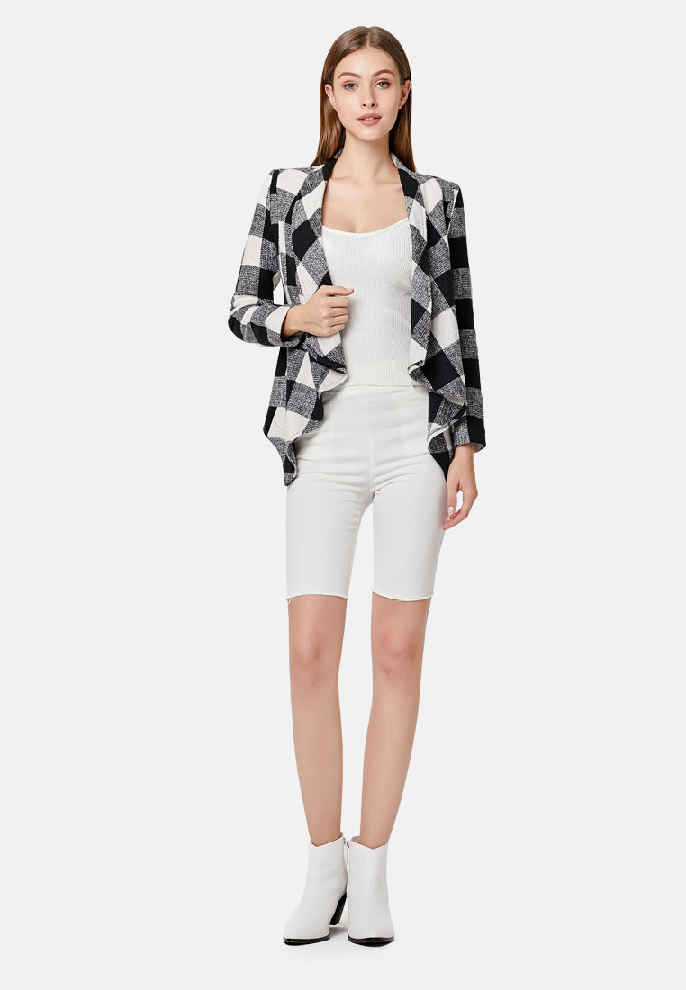 chessboard waterfall jacket#color_black-white