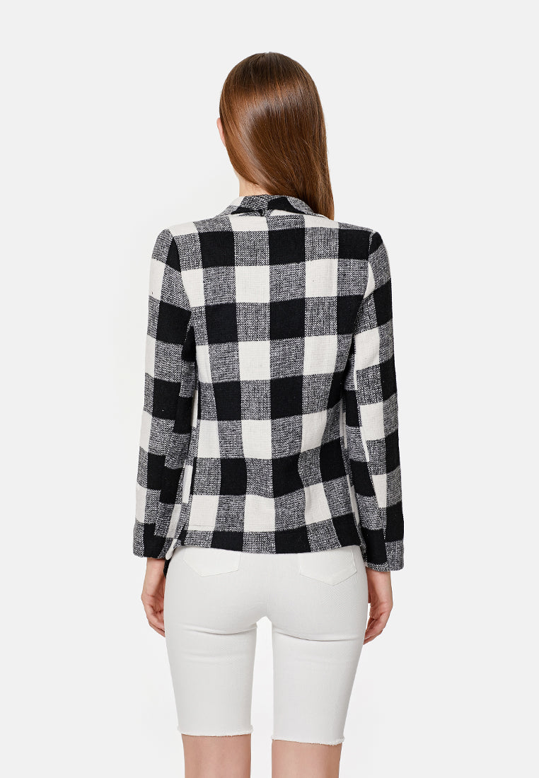 chessboard waterfall jacket#color_black-white