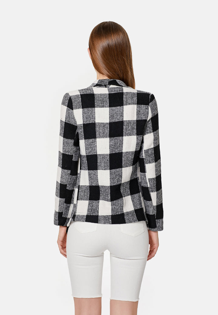 chessboard waterfall jacket#color_black-white