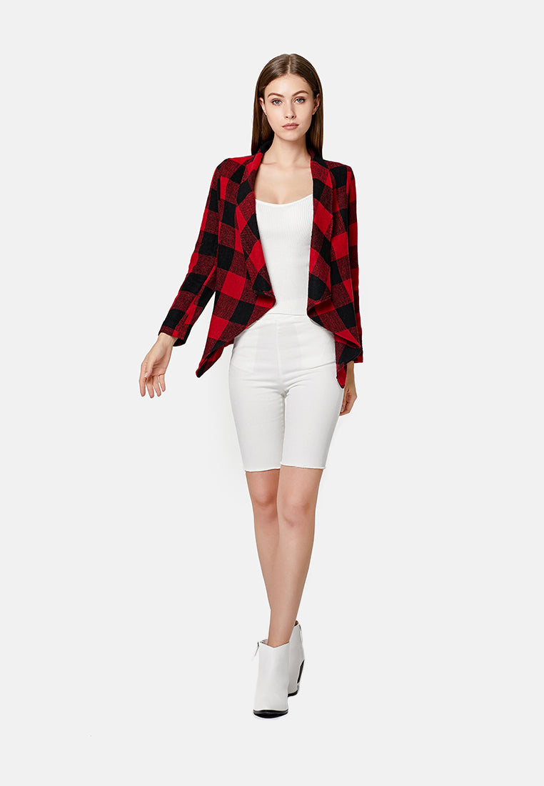 chessboard waterfall jacket#color_red-black