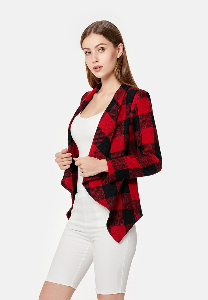chessboard waterfall jacket#color_red-black