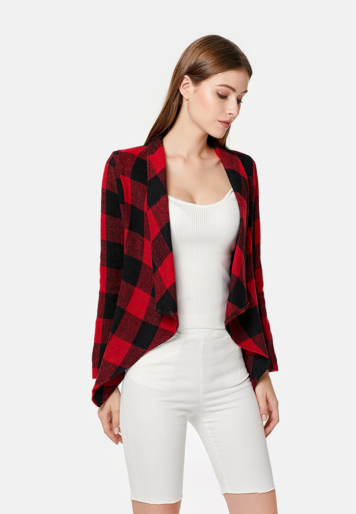 chessboard waterfall jacket#color_red-black