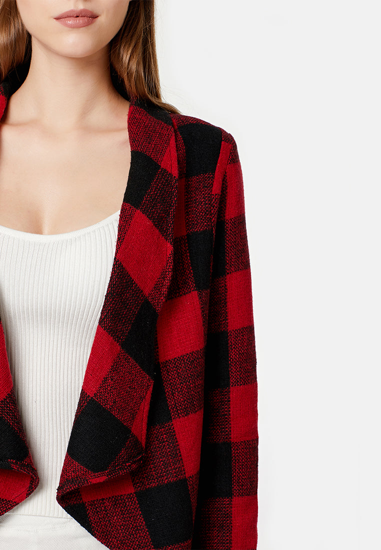 chessboard waterfall jacket#color_red-black