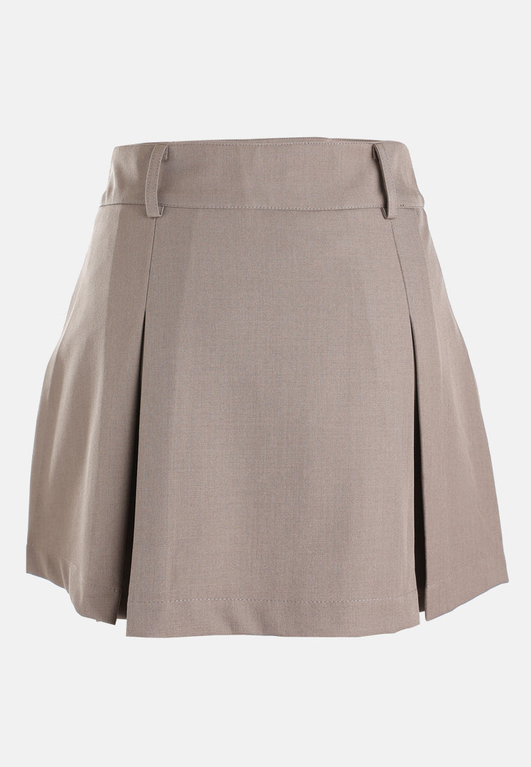 pleated mini skirt#color_mocha
