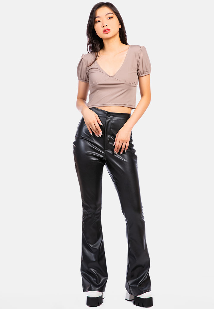 pleated v neck top#color_khaki