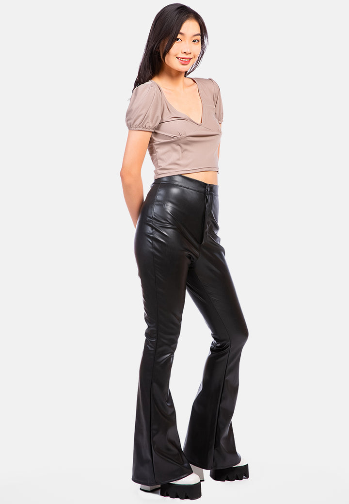 pleated v neck top#color_khaki