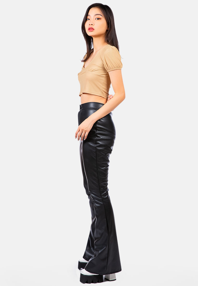 pleated v neck top#color_taupe