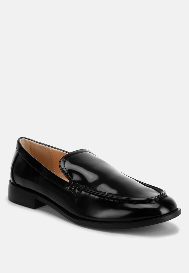 pleather stacked heel loafers#color_black