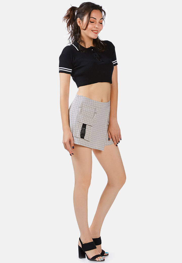 pocket of candies chequered skort#color_beige