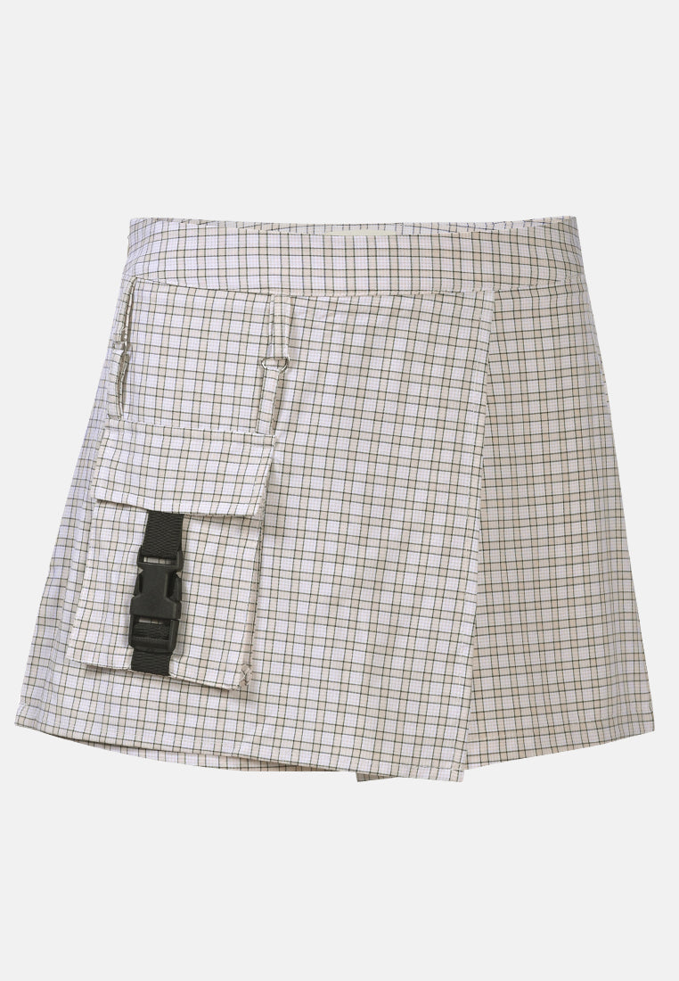 pocket of candies chequered skort#color_beige