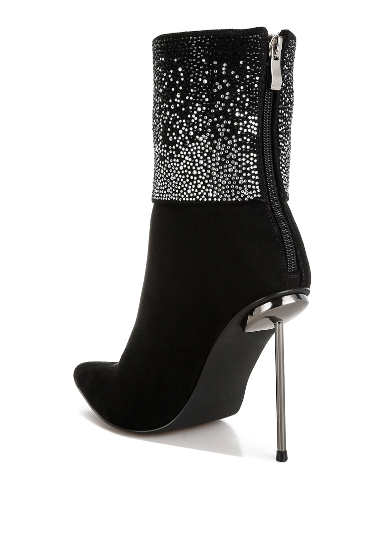 rhinestones embellished foldover boots by ruw#color_black