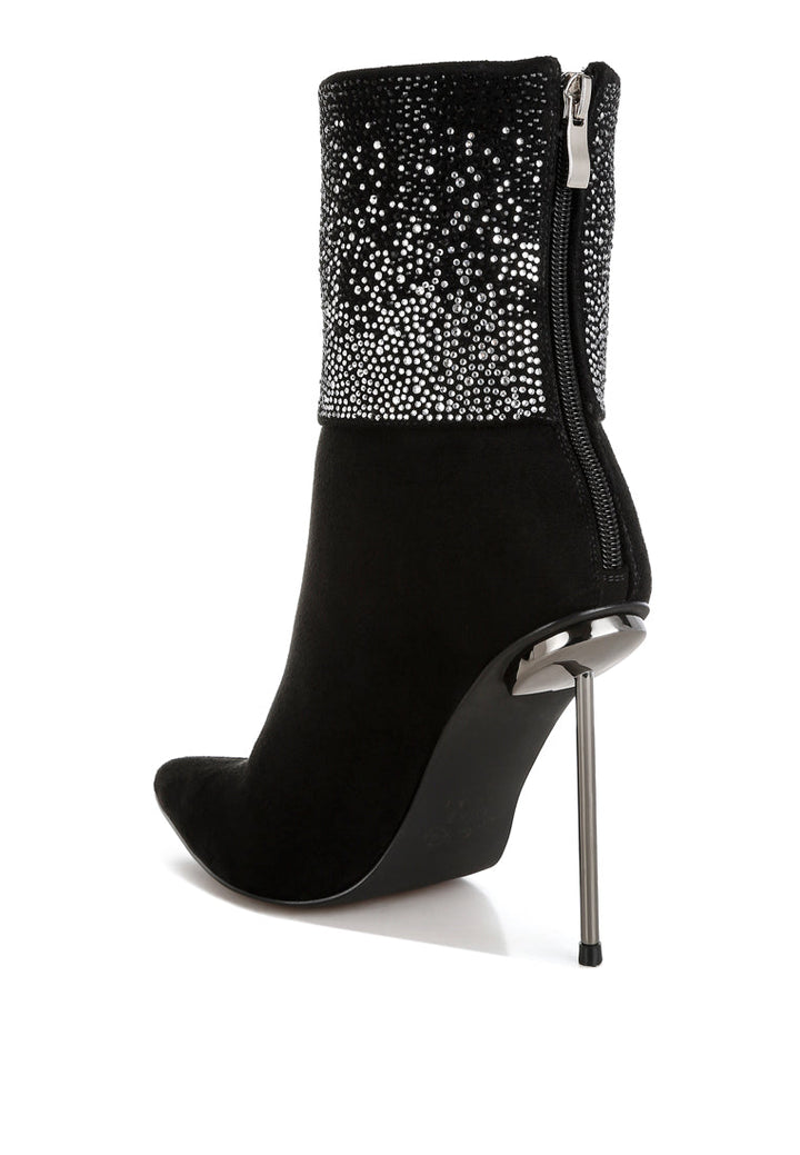 rhinestones embellished foldover boots by ruw#color_black