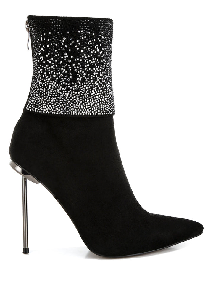 rhinestones embellished foldover boots by ruw#color_black