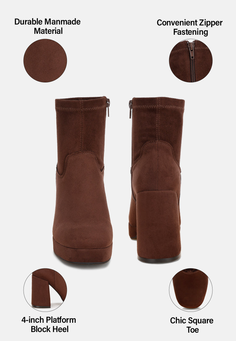 Antbera Elevated Square Toe Ankle Boots#color_brown-suede