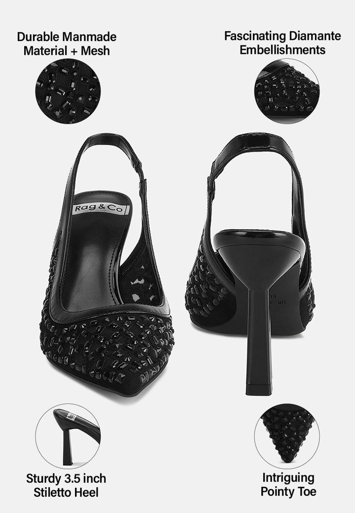 orvana diamante embellished slingback sandals#color_black-patent