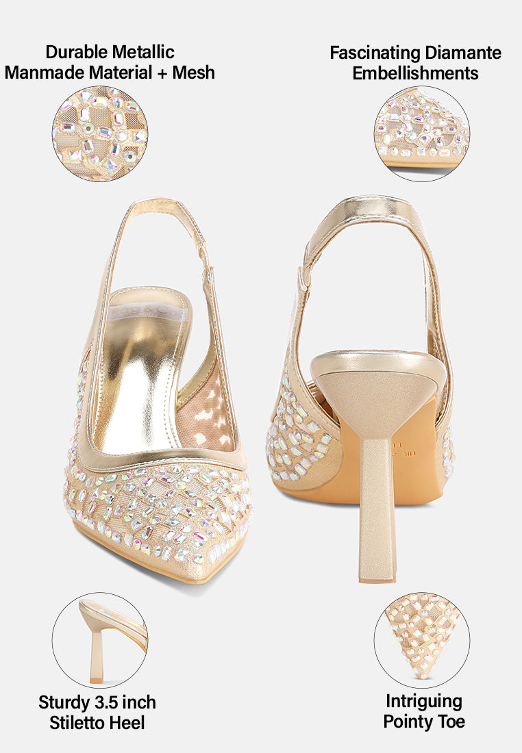 orvana diamante embellished slingback sandals#color_gold-metalic