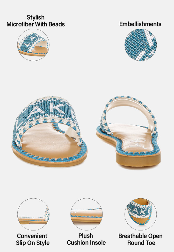 hot hub beaded lake como flat slip ons#color_blue