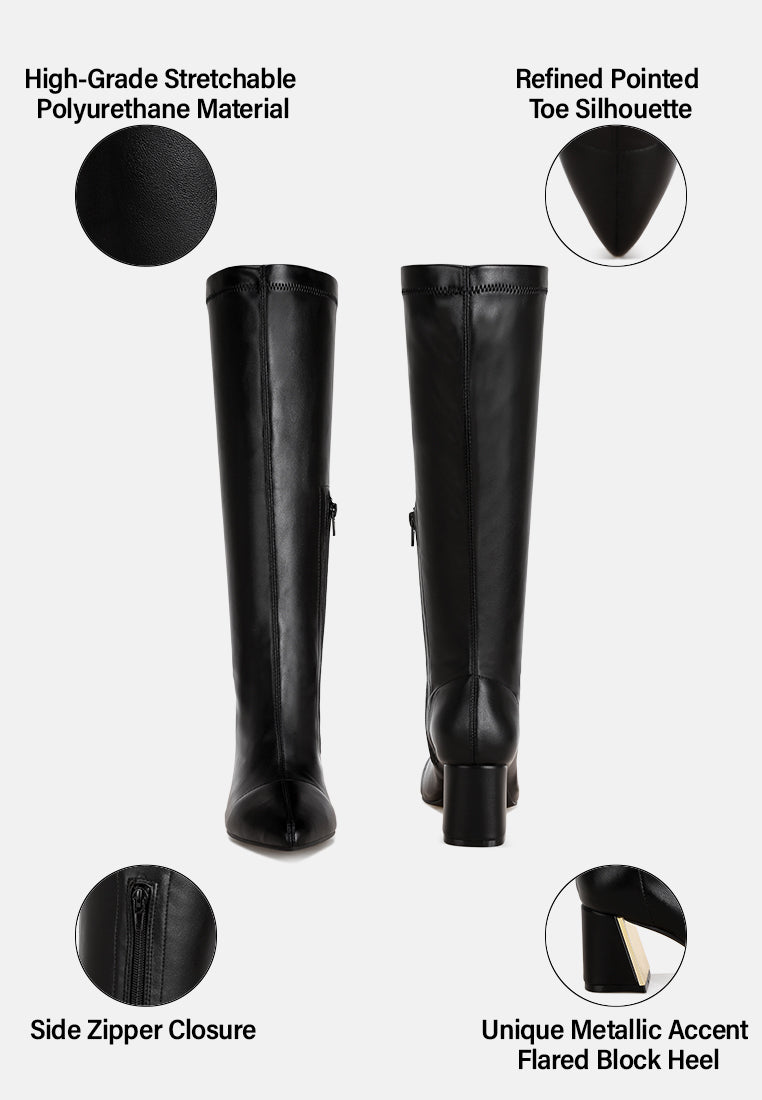 Free Form Stretchable Fit Block Heel Boots#color_black-smooth