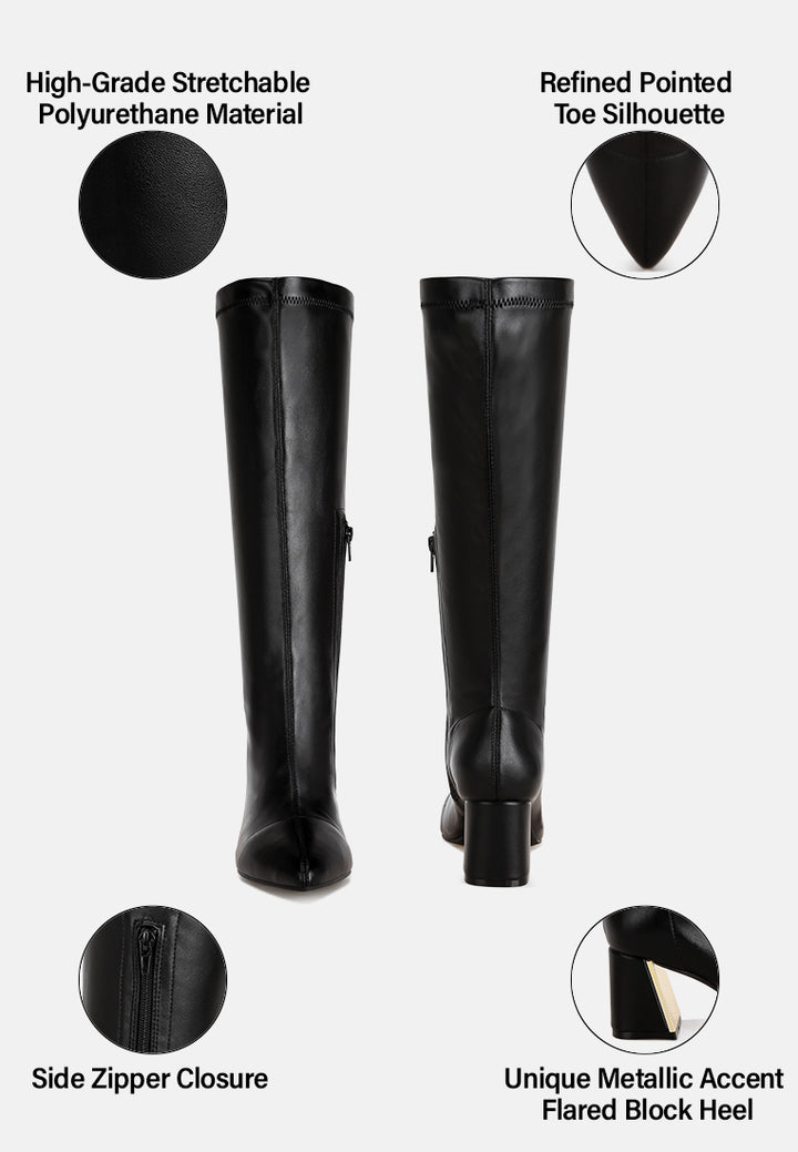 Free Form Stretchable Fit Block Heel Boots#color_black-smooth