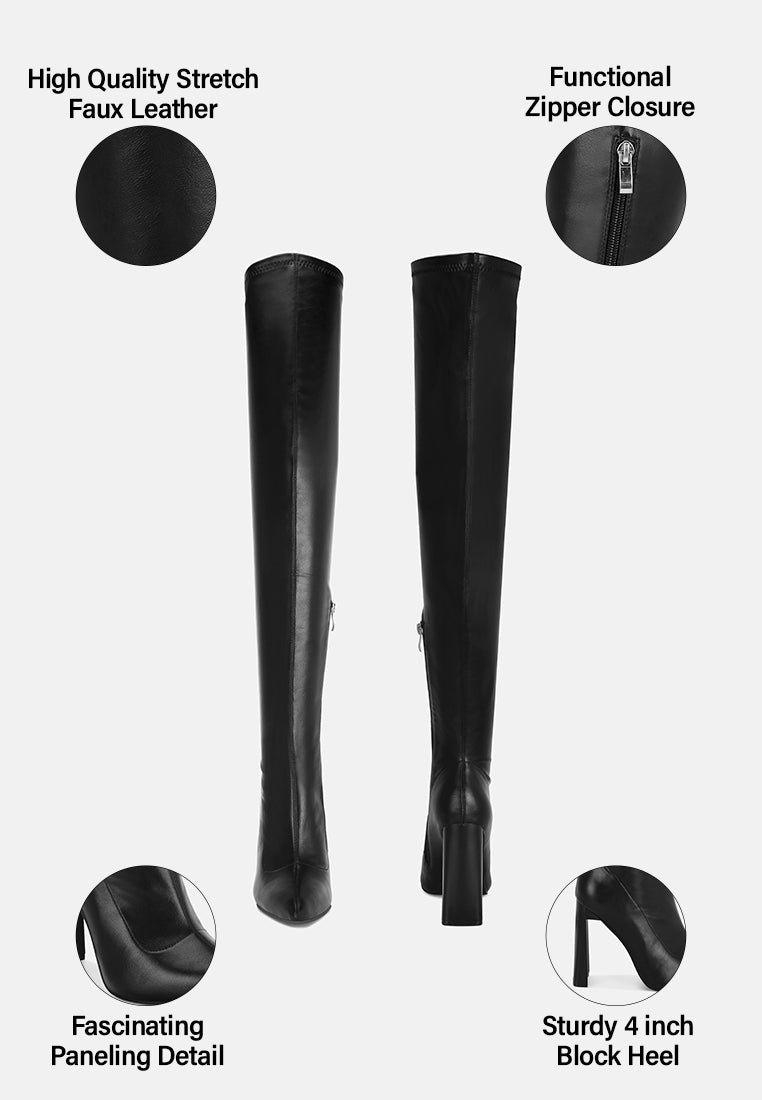 pointed toe long boots#color_black-smooth