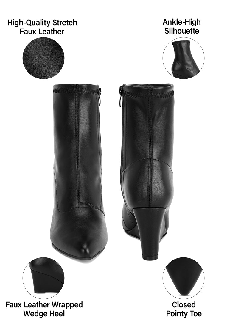stretchable wedge boots#color_black-smooth