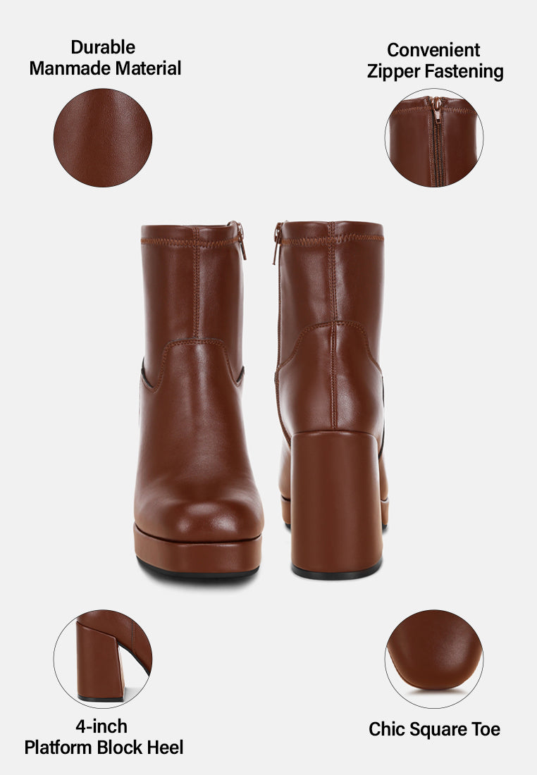 Antbera Elevated Square Toe Ankle Boots#color_brown-smooth