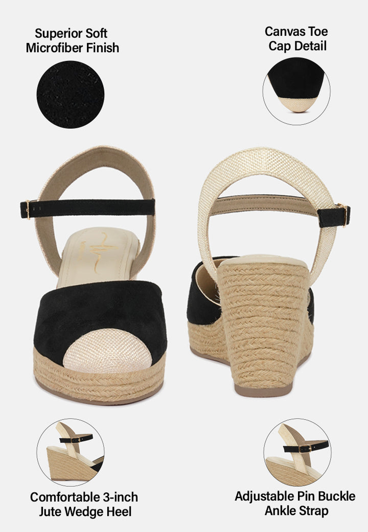 Women Soft Microfiber Espadrille Wedges