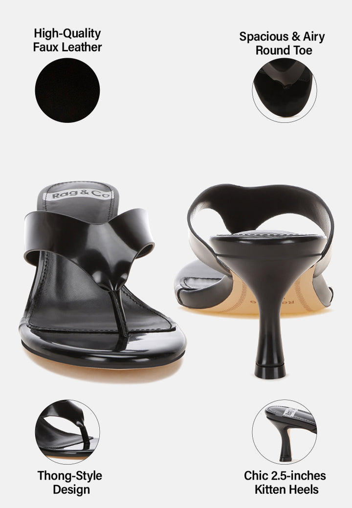 bbeaboux thong strap kitten heel sandals#color_black patent