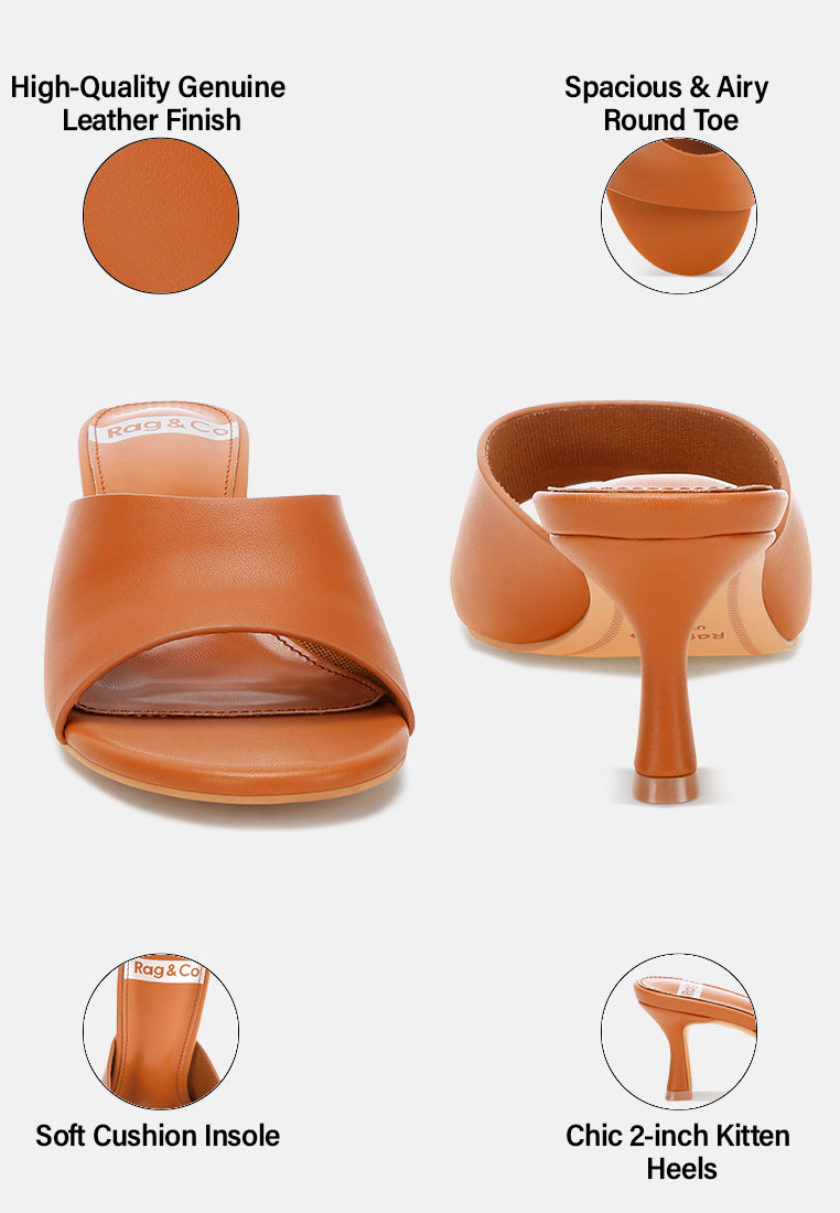 maude slip on kitten heels#color_tan Genuine Leather