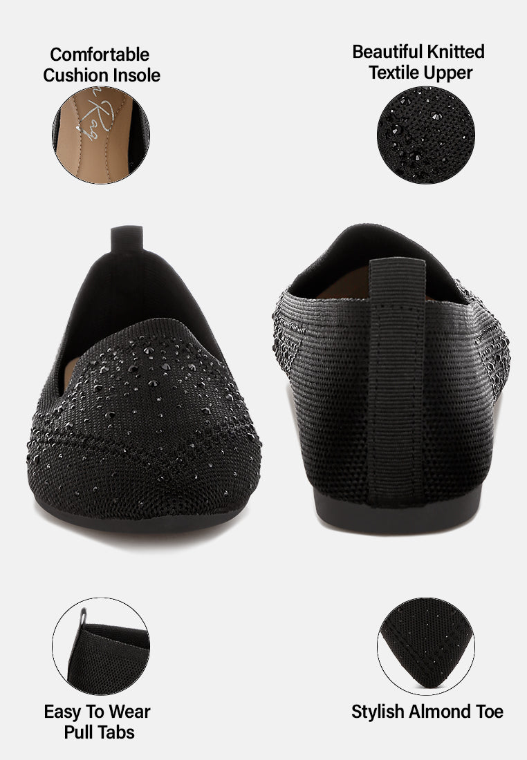 abedi rhinestone embellished pull tab loafers#color_black