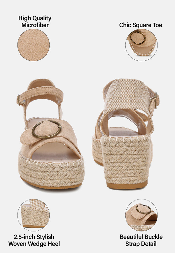 amilta buckle detail espadrille wedges#color_beige-microfiber
