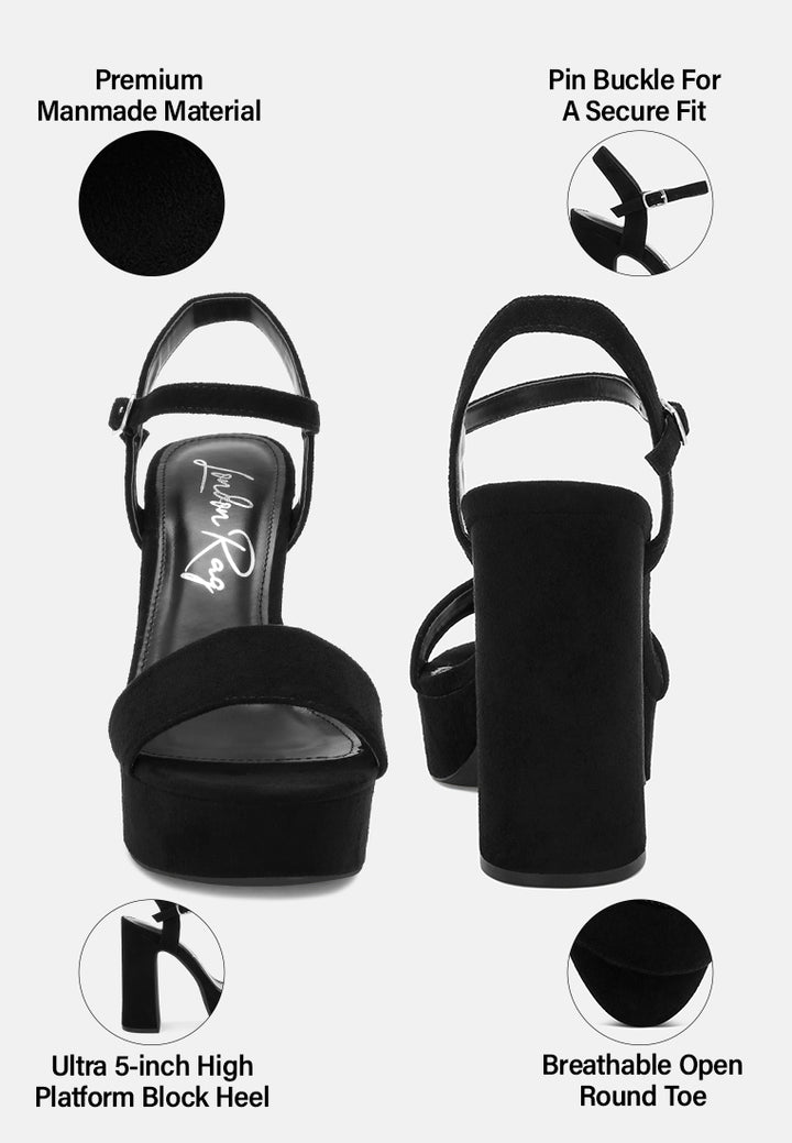 lilasta pin buckle platform block heels#color_black-suede