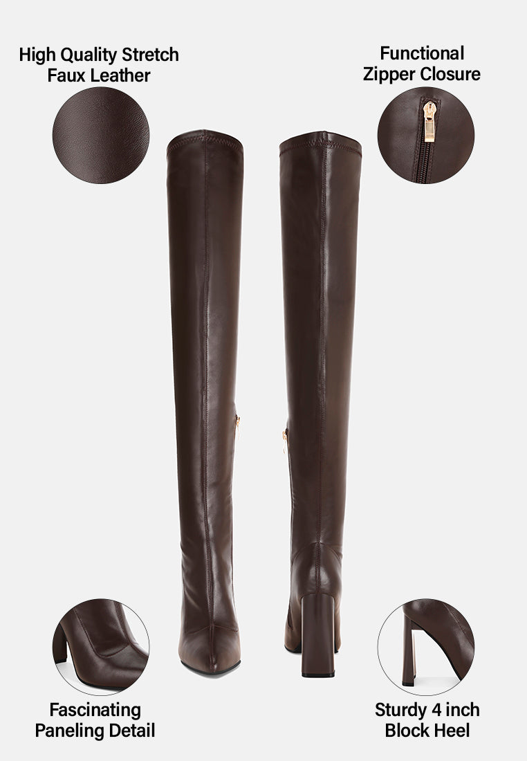 pointed toe long boots#color_brown-smooth