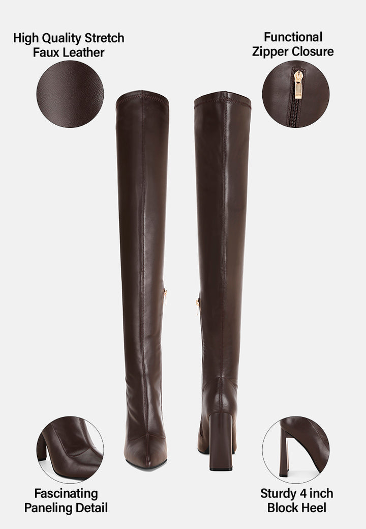 pointed toe long boots#color_brown-smooth