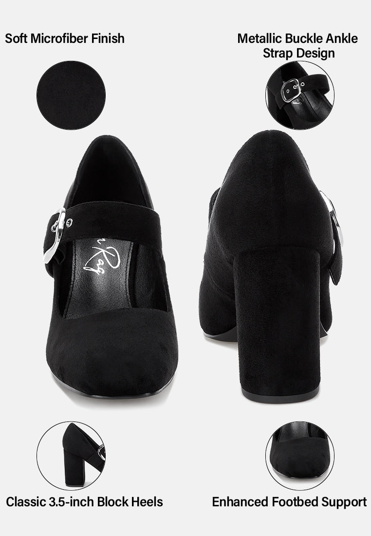 Mayuza Square Toe Strap Sandals#color_black-suede