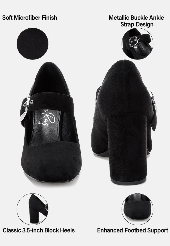 Mayuza Square Toe Strap Sandals#color_black-suede