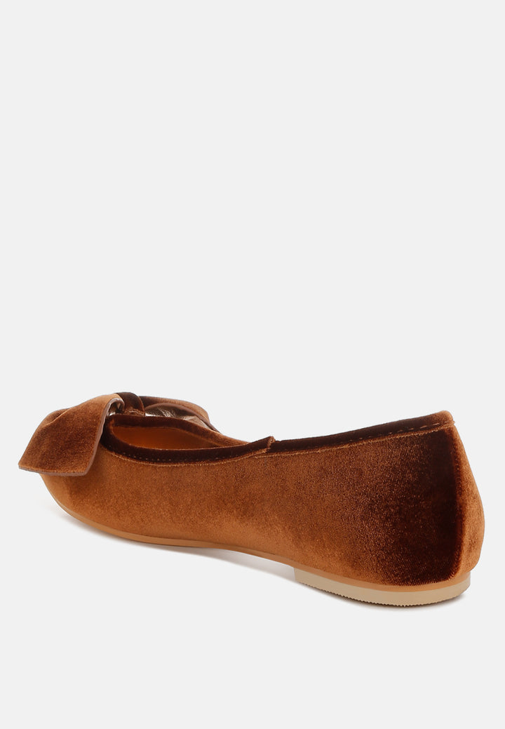 luxurious velvet bow ballerinas by ruw#color_bronze