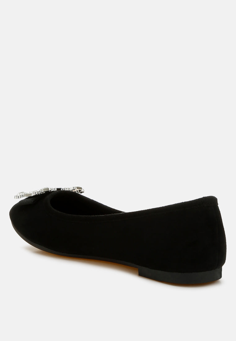 rhinestone buckle detail ballerinas by ruw#color_black