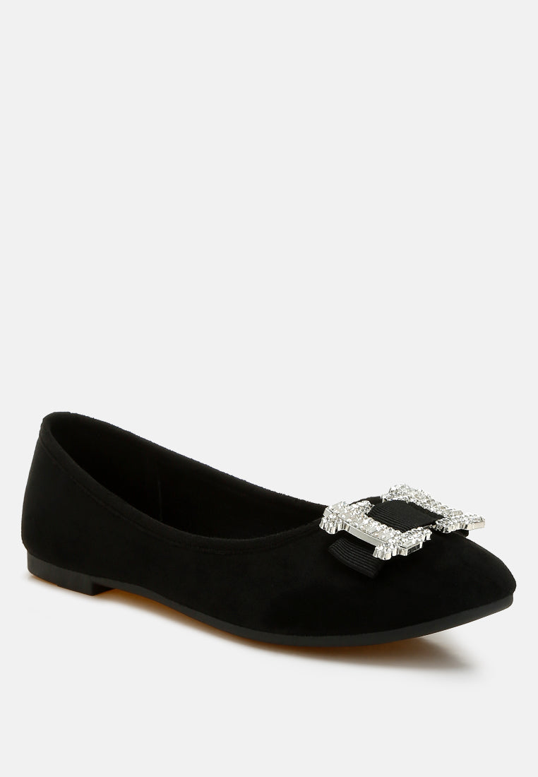 rhinestone buckle detail ballerinas by ruw#color_black