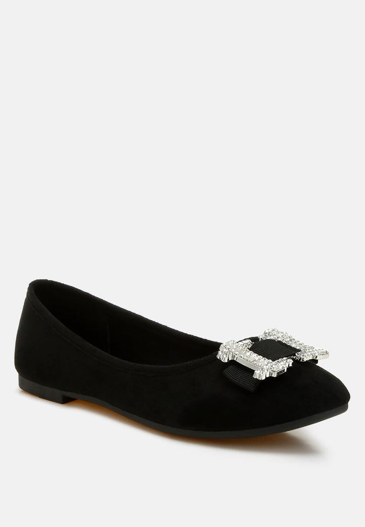 rhinestone buckle detail ballerinas by ruw#color_black